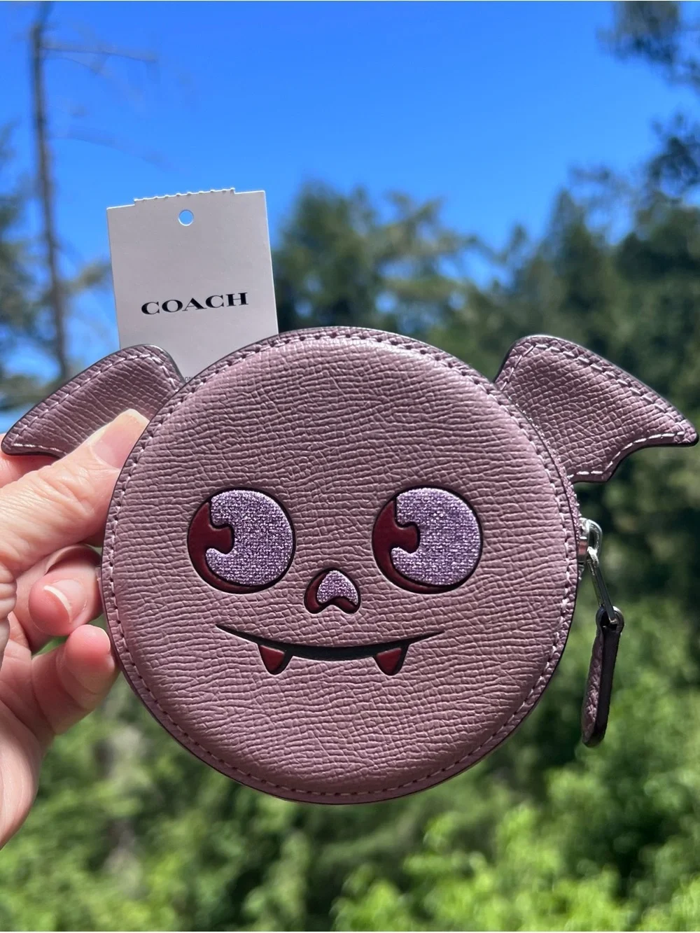 COACH Purple Halloween Bat Coin Pouch Wallet New with Tags AUTHENTIC